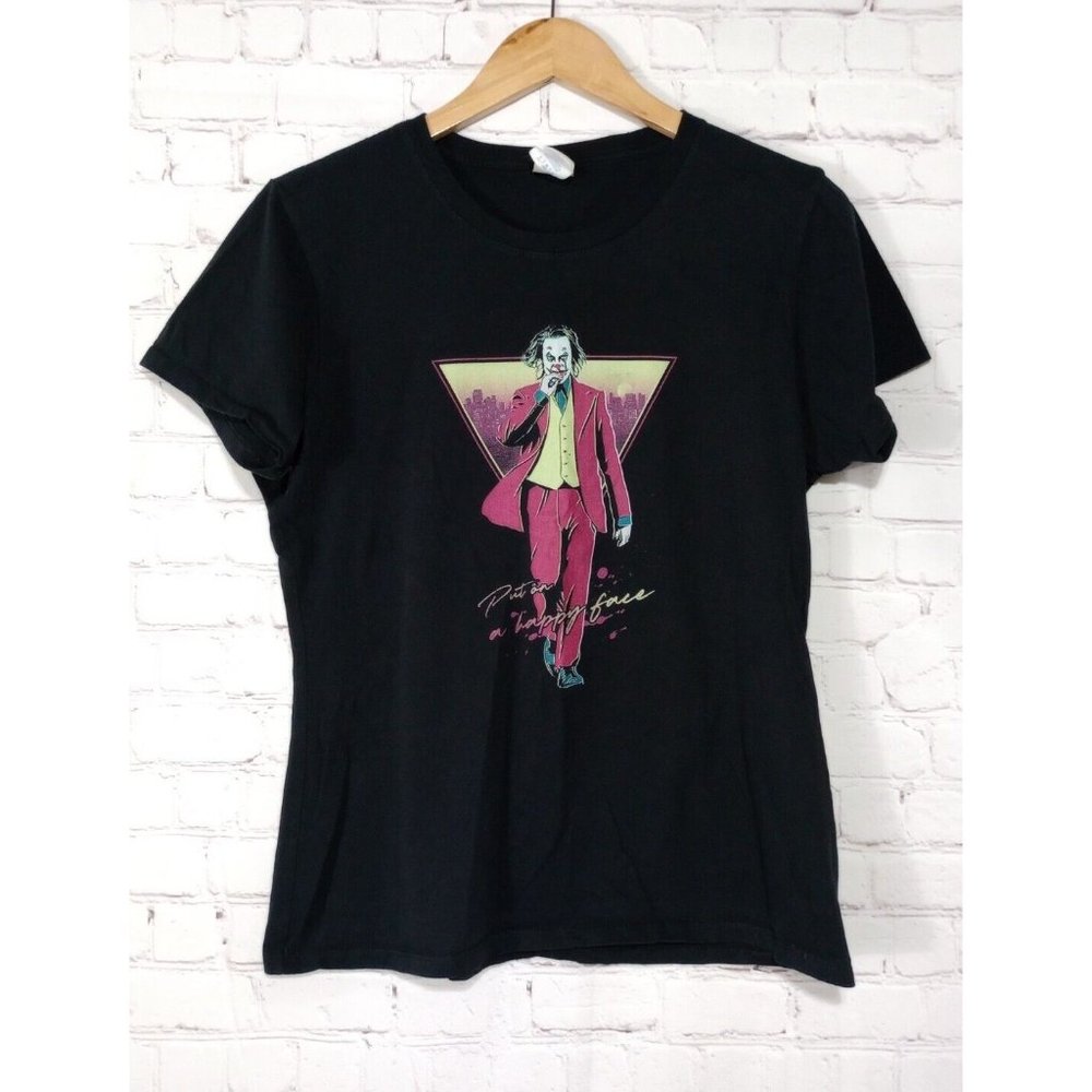 Joker "Put On A Happy Face" Ladies T-shirt Size Large Port & Company